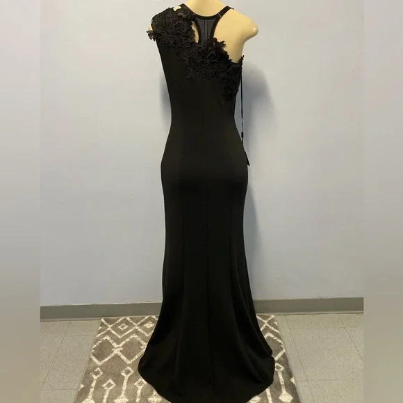 NWT Lotus Threads NYC One Shoulder Gown In Black Size 4 (Style 61490) - Picture 2 of 9